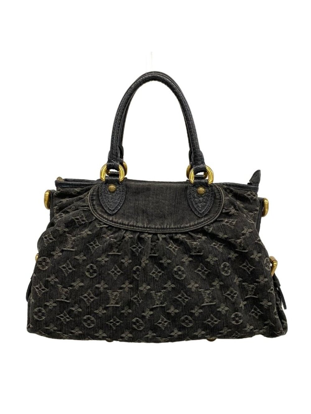 Louis Vuitton Handbag Monogram Denim Neo Cabby MM Noir Cotton